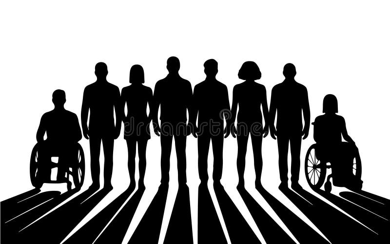 Silhouettes of a diverse group of people standing together in unity